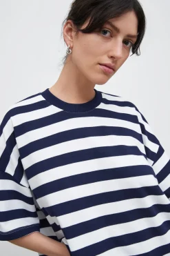 Kowtow Oversized Boxy Tee - Navy White Stripe