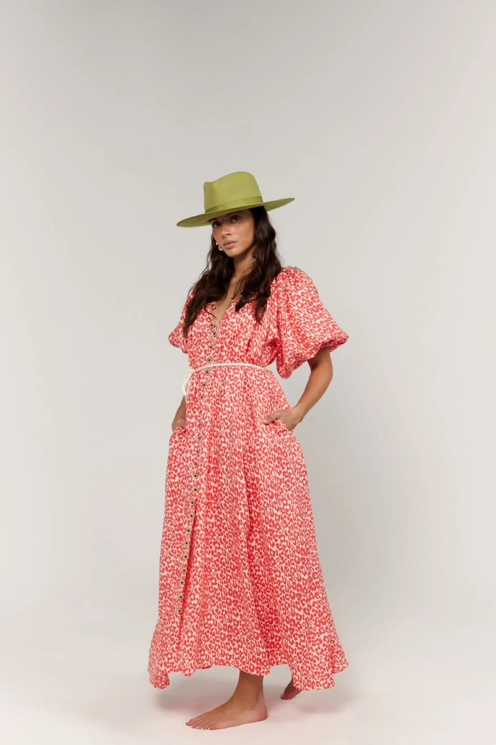 La Bohéme Girls Camila Maxi Dress - Coral Oat Leopard