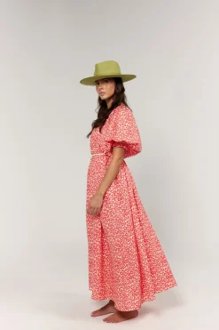 La Bohéme Girls Camila Maxi Dress - Coral Oat Leopard