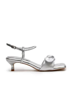 La Tribe Bow Kitten Heel - Silver