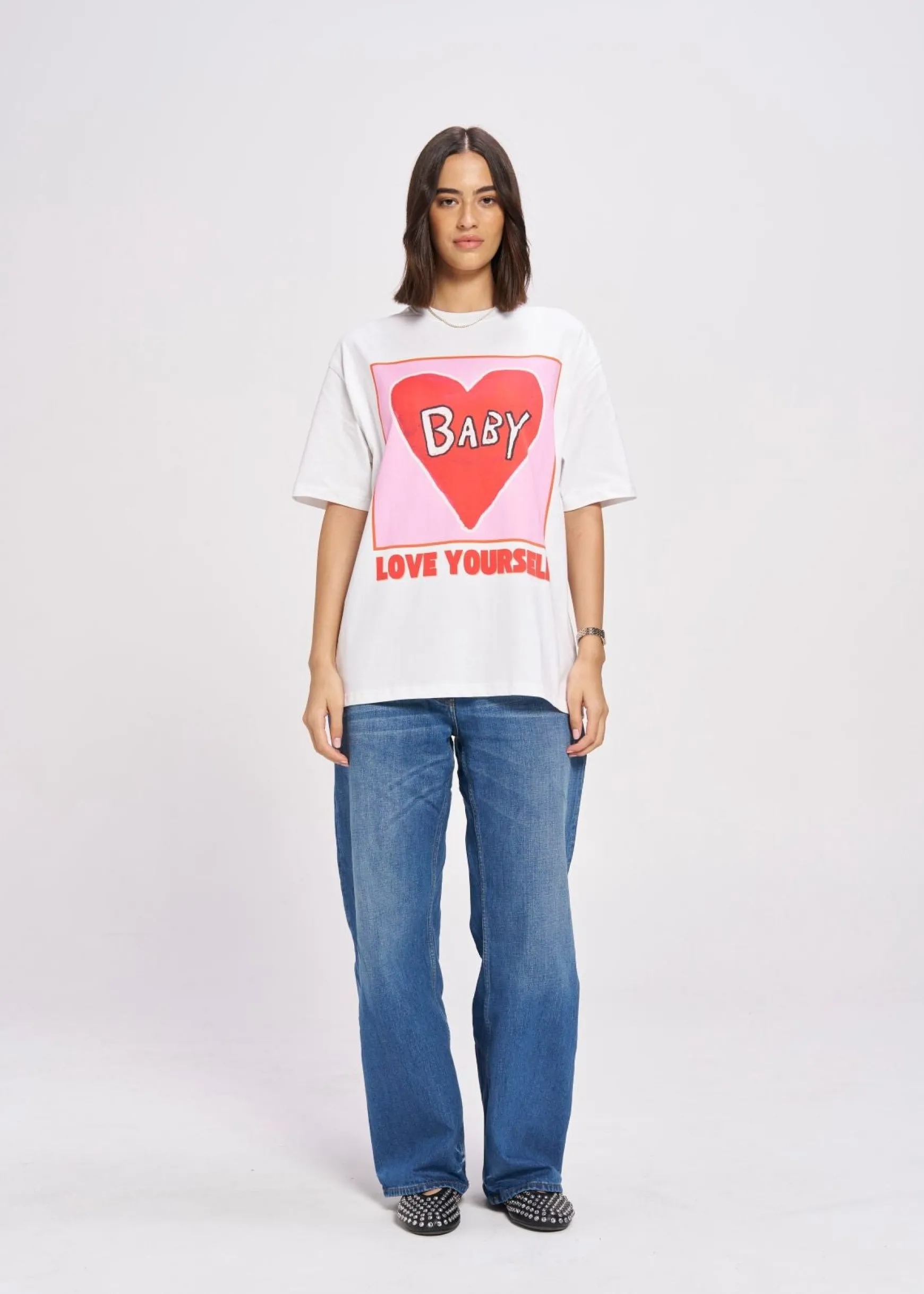 Maku The Label Baby, Love Yourself Oversized Tee - Lucent White | Arriving Mid-End April