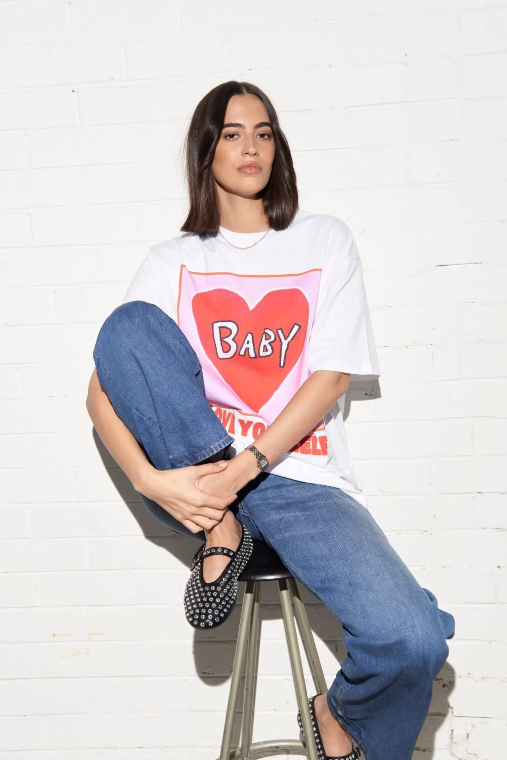 Maku The Label Baby, Love Yourself Oversized Tee - Lucent White | Arriving Mid-End April