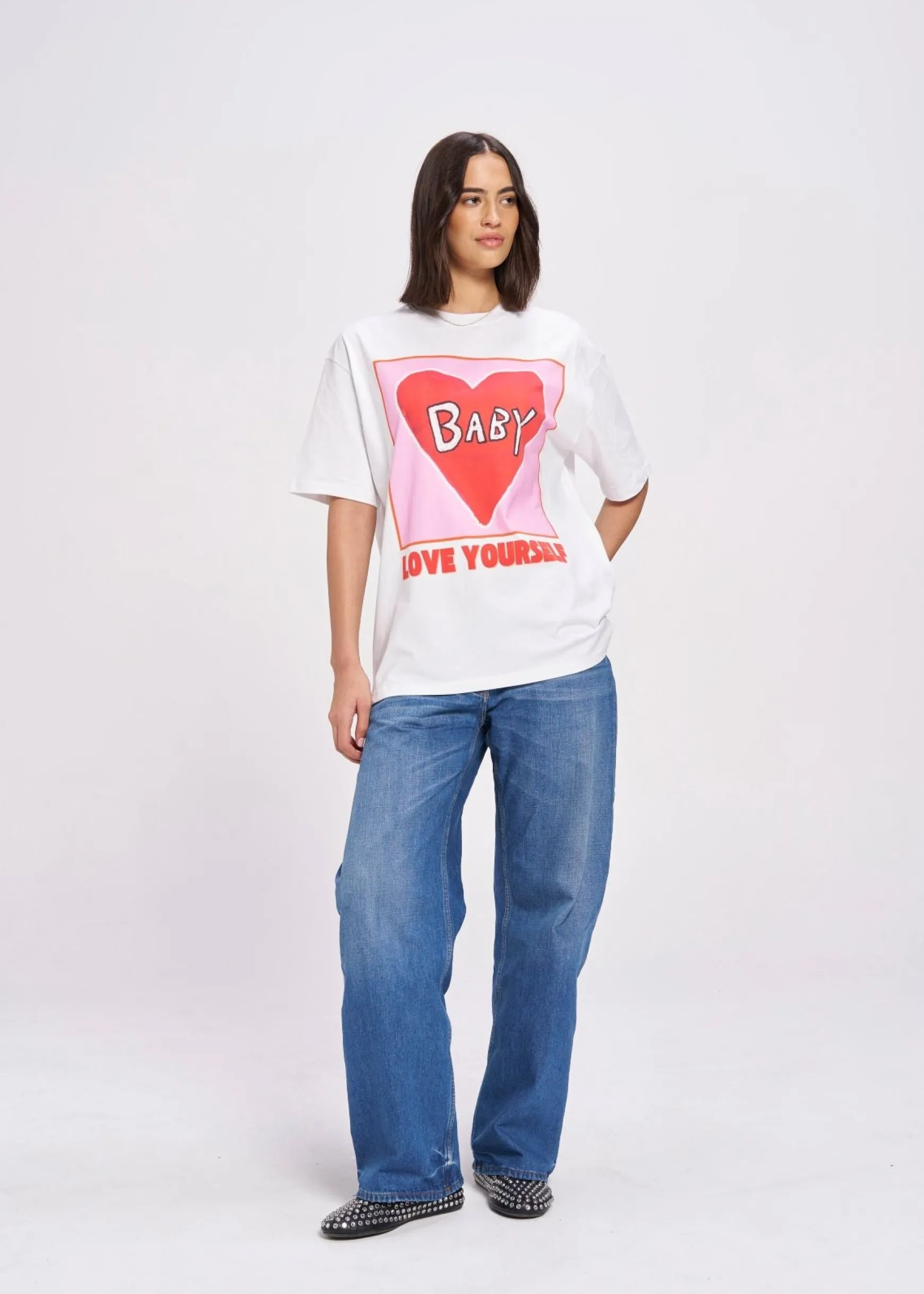 Maku The Label Baby, Love Yourself Oversized Tee - Lucent White | Arriving Mid-End April