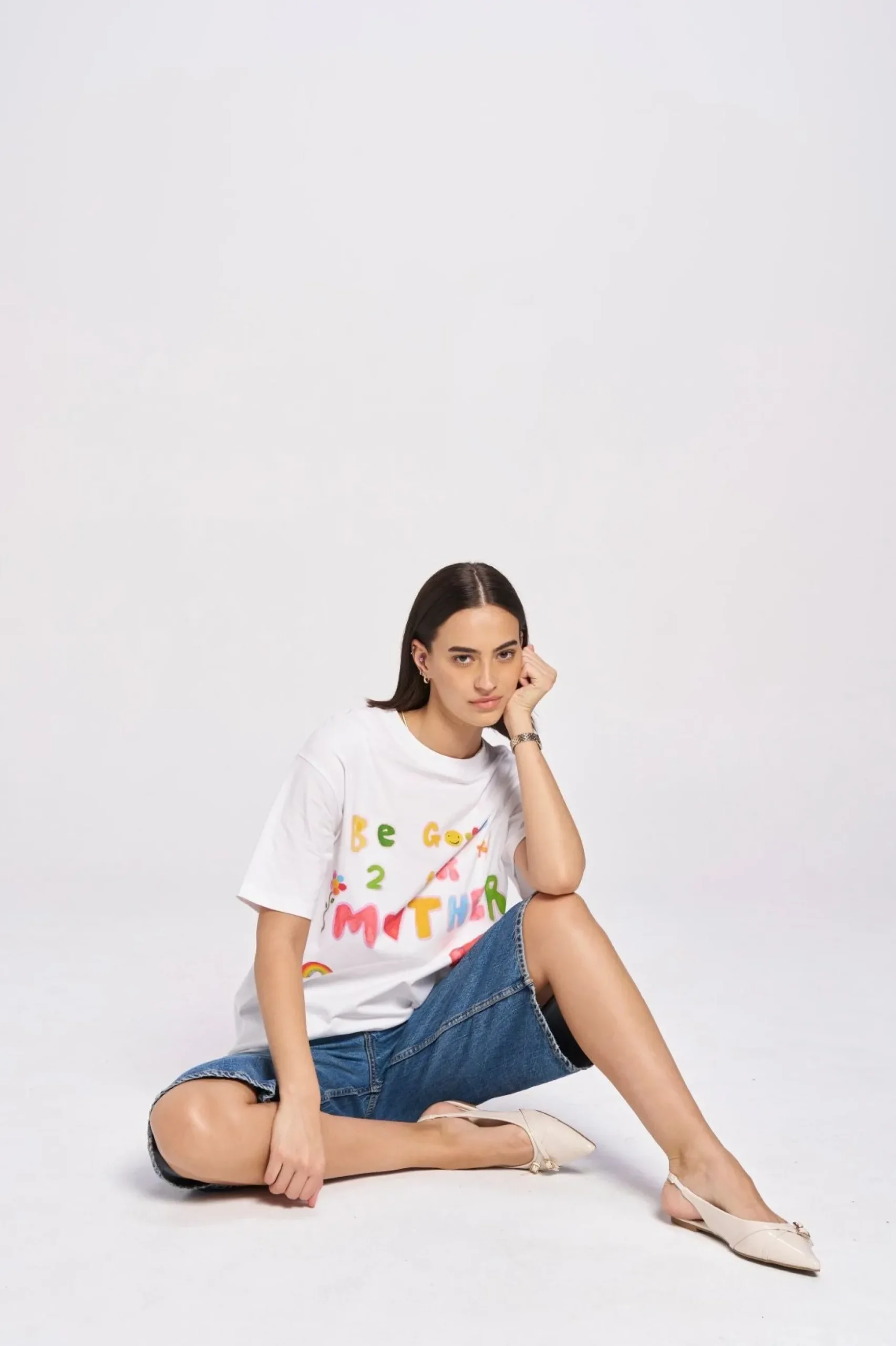 Maku The Label Be Good To Your Mother Oversized Tee - Lucent White | Arriving Mid-End April