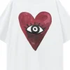 Maku The Label Burgundy Hearts Club Oversized Tee - Lucent White | Arriving Mid-End April