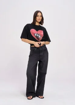 Maku The Label Burgundy Hearts Club Oversized Tee - Black Beauty | Arriving Mid-End April