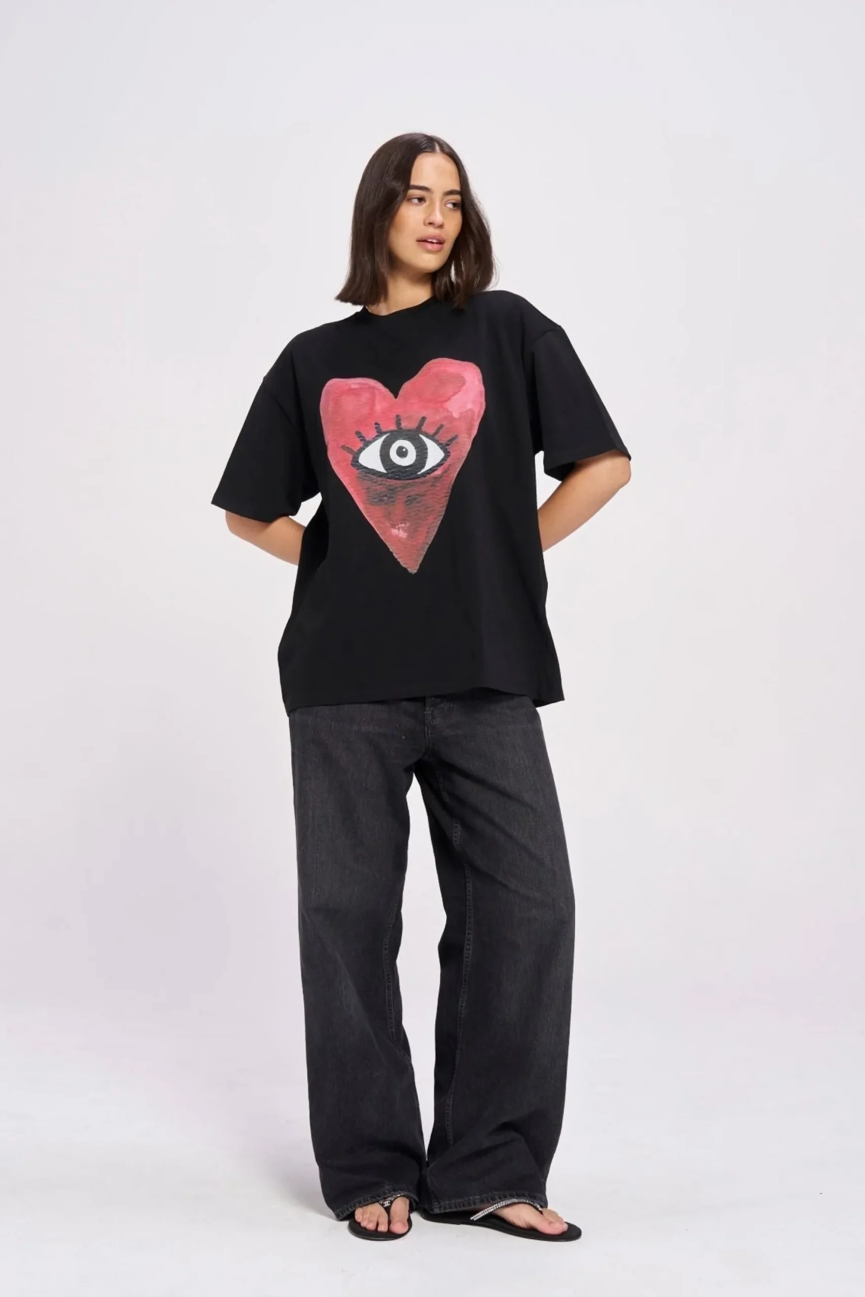 Maku The Label Burgundy Hearts Club Oversized Tee - Lucent White | Arriving Mid-End April