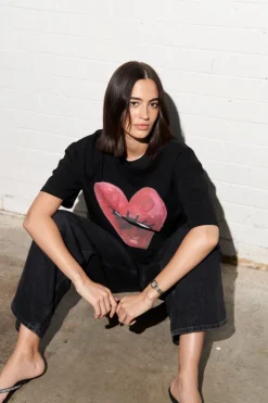 Maku The Label Burgundy Hearts Club Oversized Tee - Lucent White | Arriving Mid-End April
