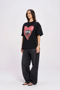 Maku The Label Burgundy Hearts Club Oversized Tee - Black Beauty | Arriving Mid-End April