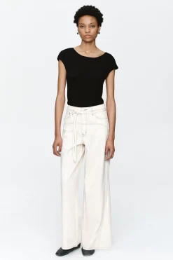 Marle Tie Curve Seam Jean - Ecru