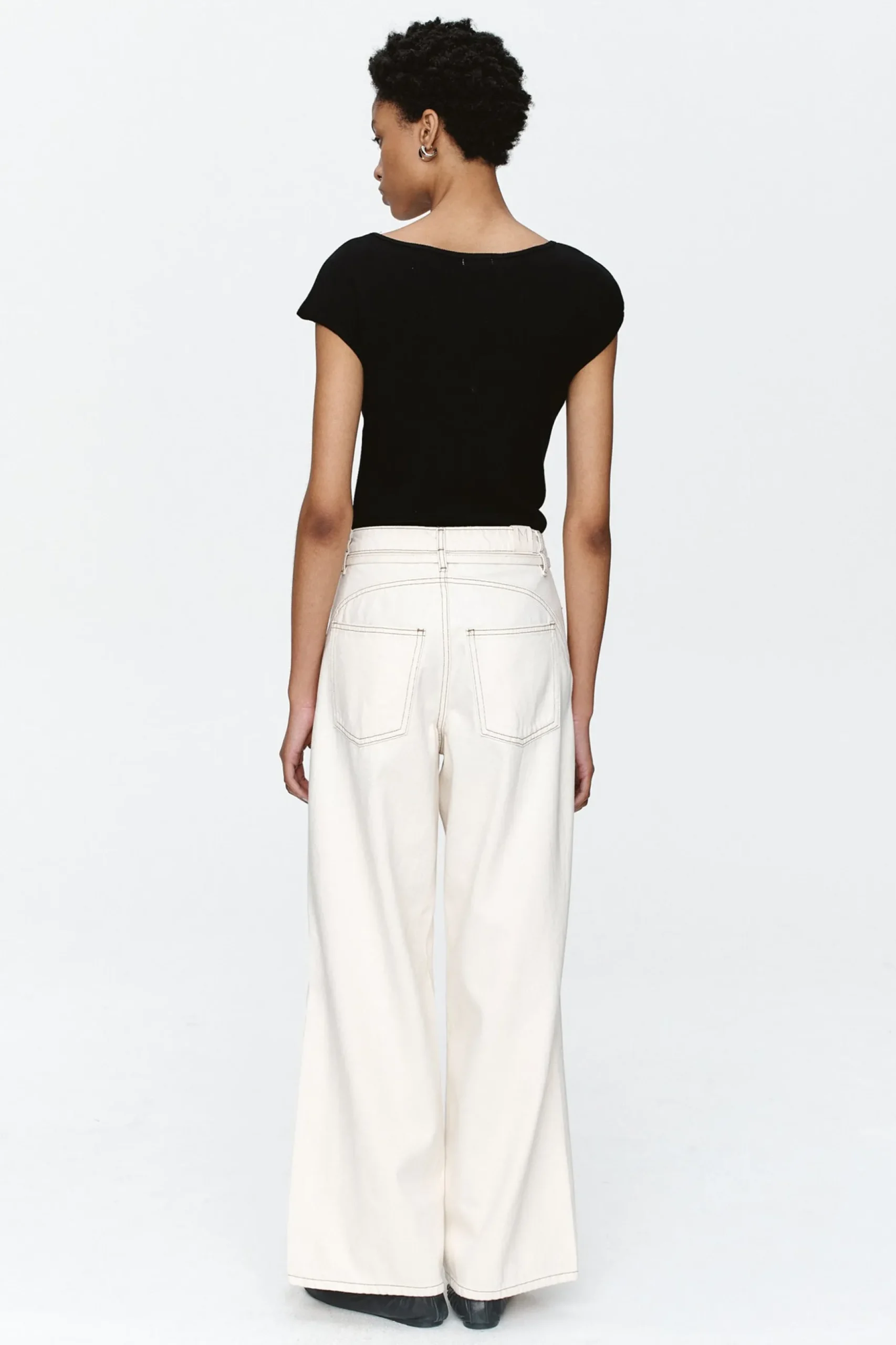 Marle Tie Curve Seam Jean - Ecru