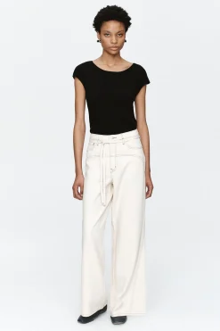 Marle Tie Curve Seam Jean - Ecru