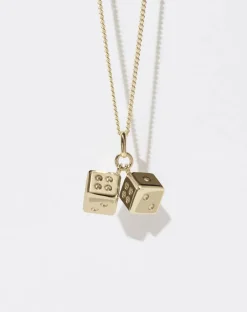 Meadowlark Dice Charm Necklace - Gold Plated