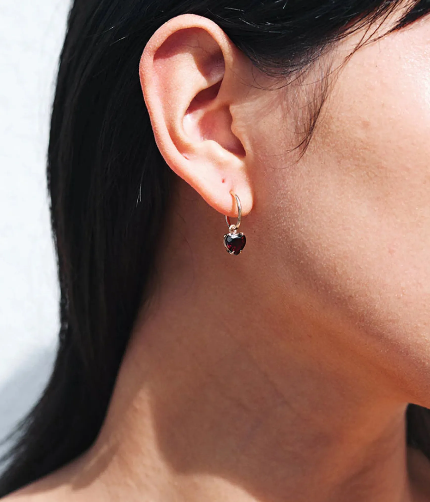 Meadowlark Heart Jewel Signature Hoops - Stirling Silver