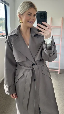 Mossman Franklin Trench Coat - Charcoal