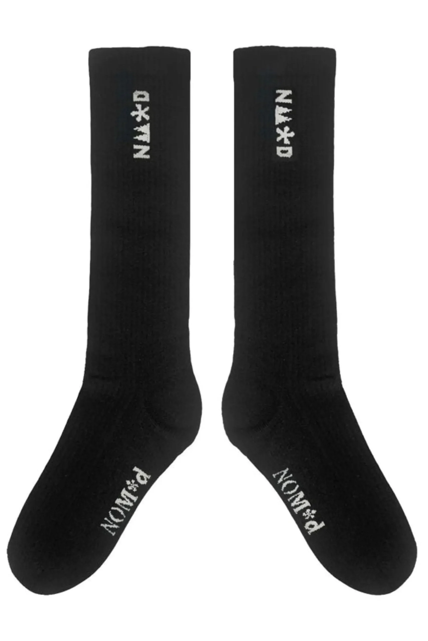 NOM D Nu Logo Knee High Socks - Black/Grey