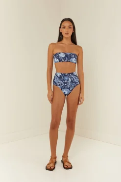 Palm Noosa Crop Top Bandeau - Blue Paisley