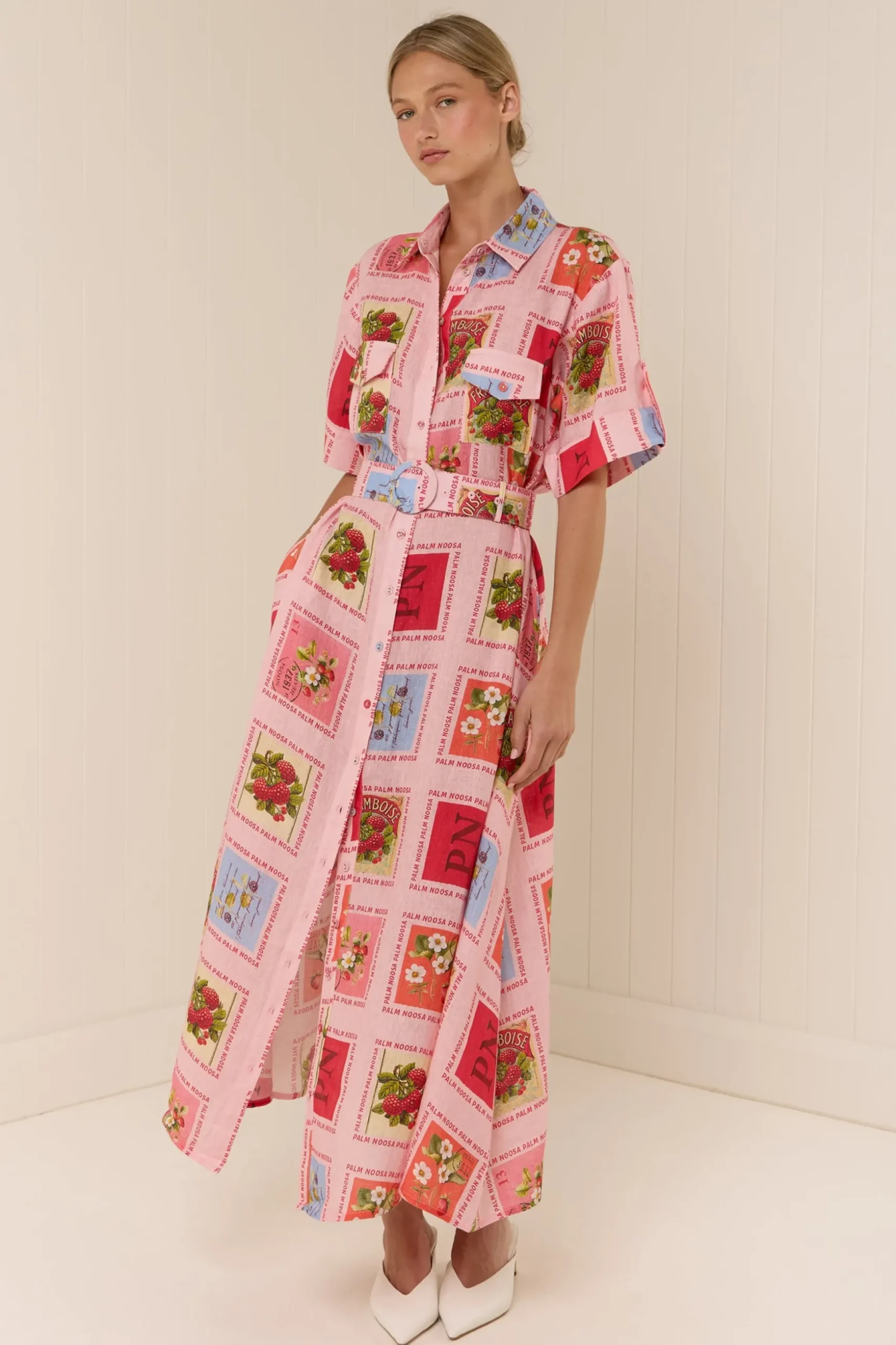 Palm Noosa Memento Dress - Strawberry Stamp