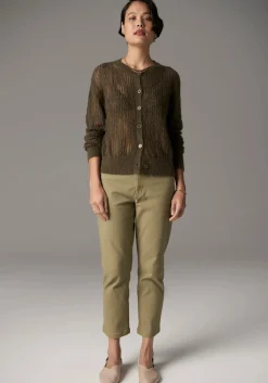 Pol Livia Pointelle Cardigan - Khaki