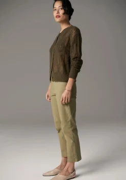 Pol Livia Pointelle Cardigan - Khaki