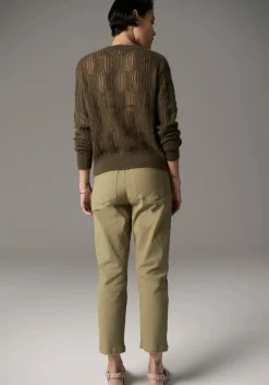 Pol Livia Pointelle Cardigan - Khaki