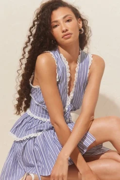 Ruby Benny Tie Top - Navy Stripe