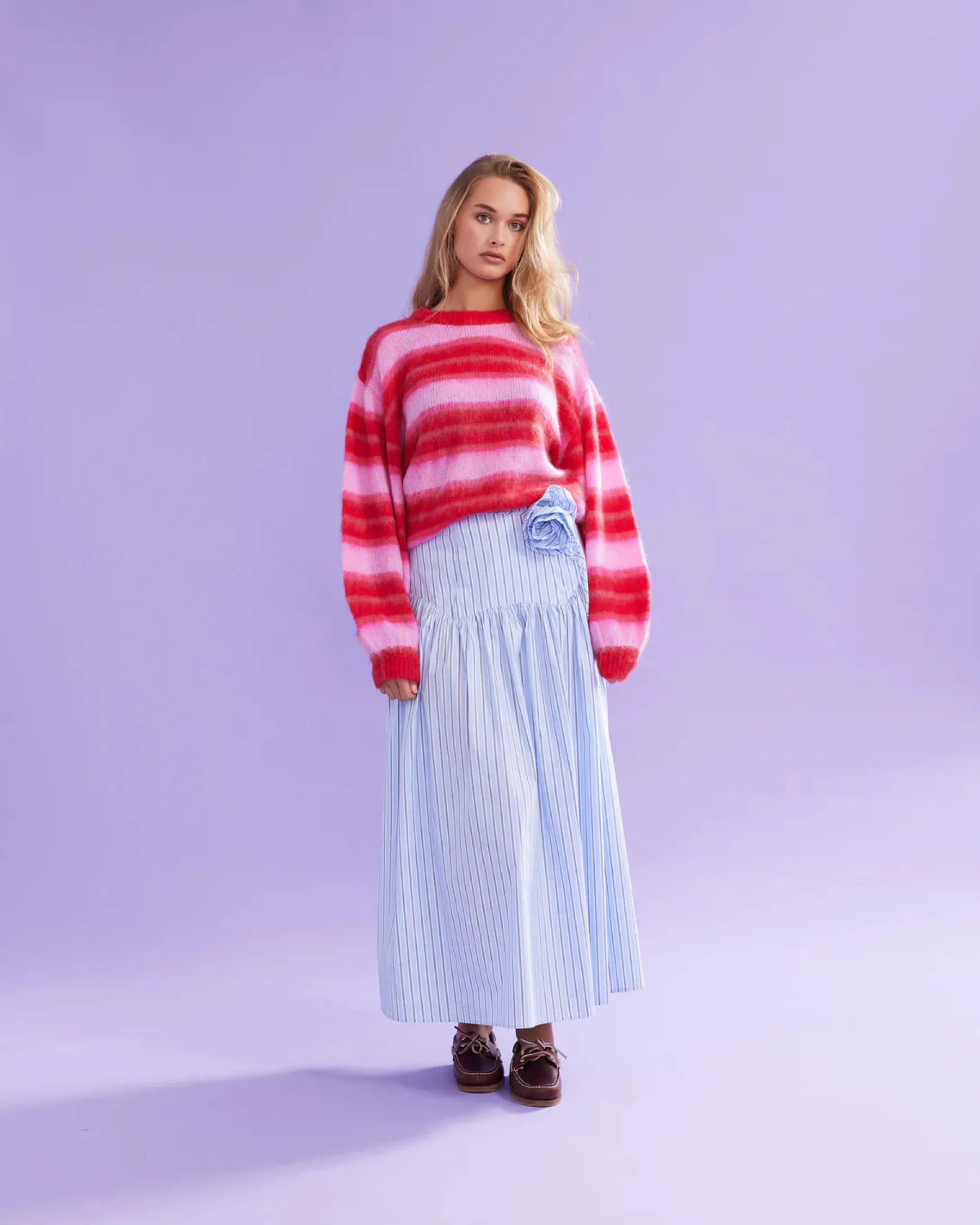 Ruby Josie Sweater - Pink / Red Stripe