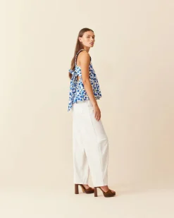 Ruby Margie Tie Back Top - Blue Floral
