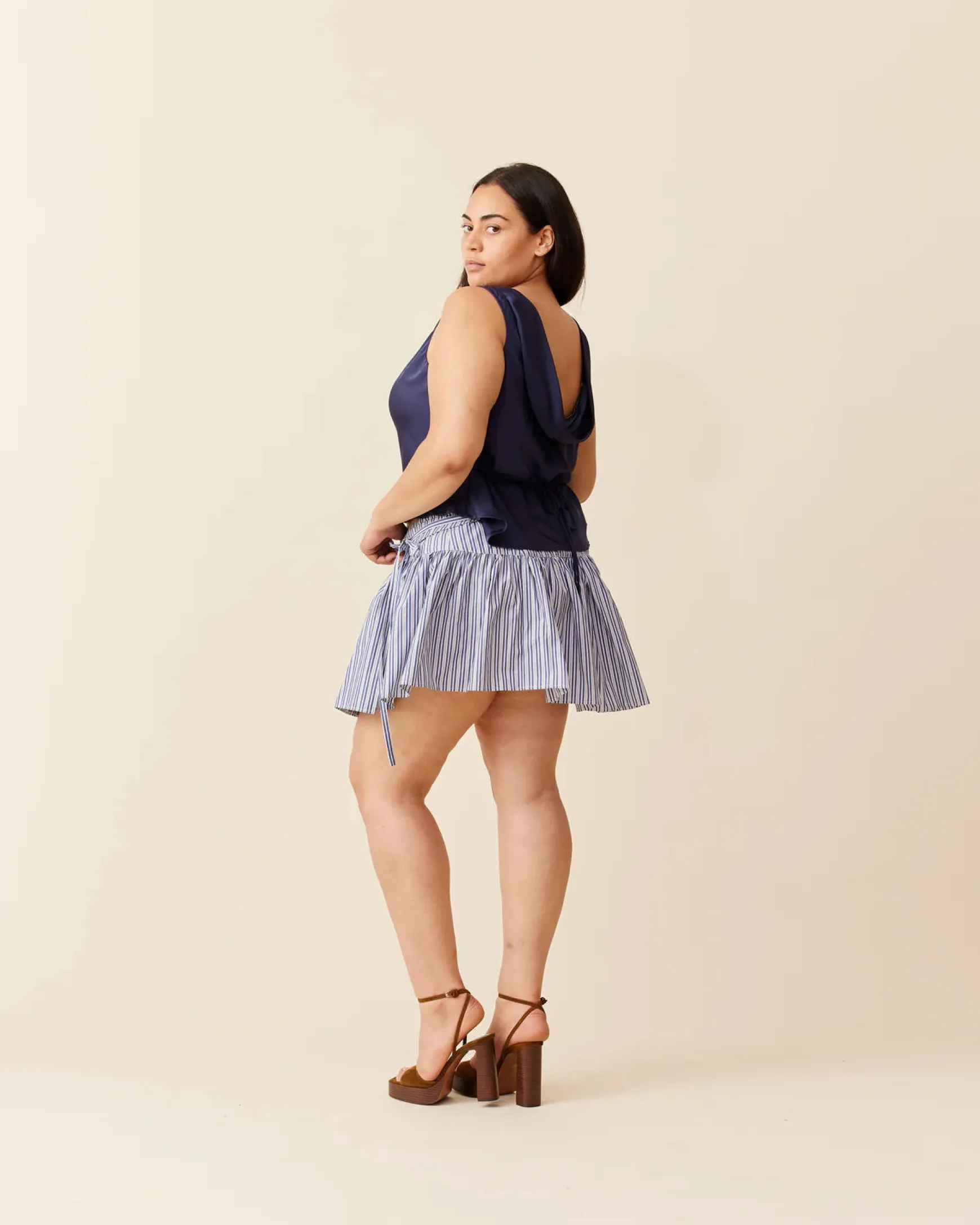 Ruby Rodeo Mini Skirt - Navy Stripe