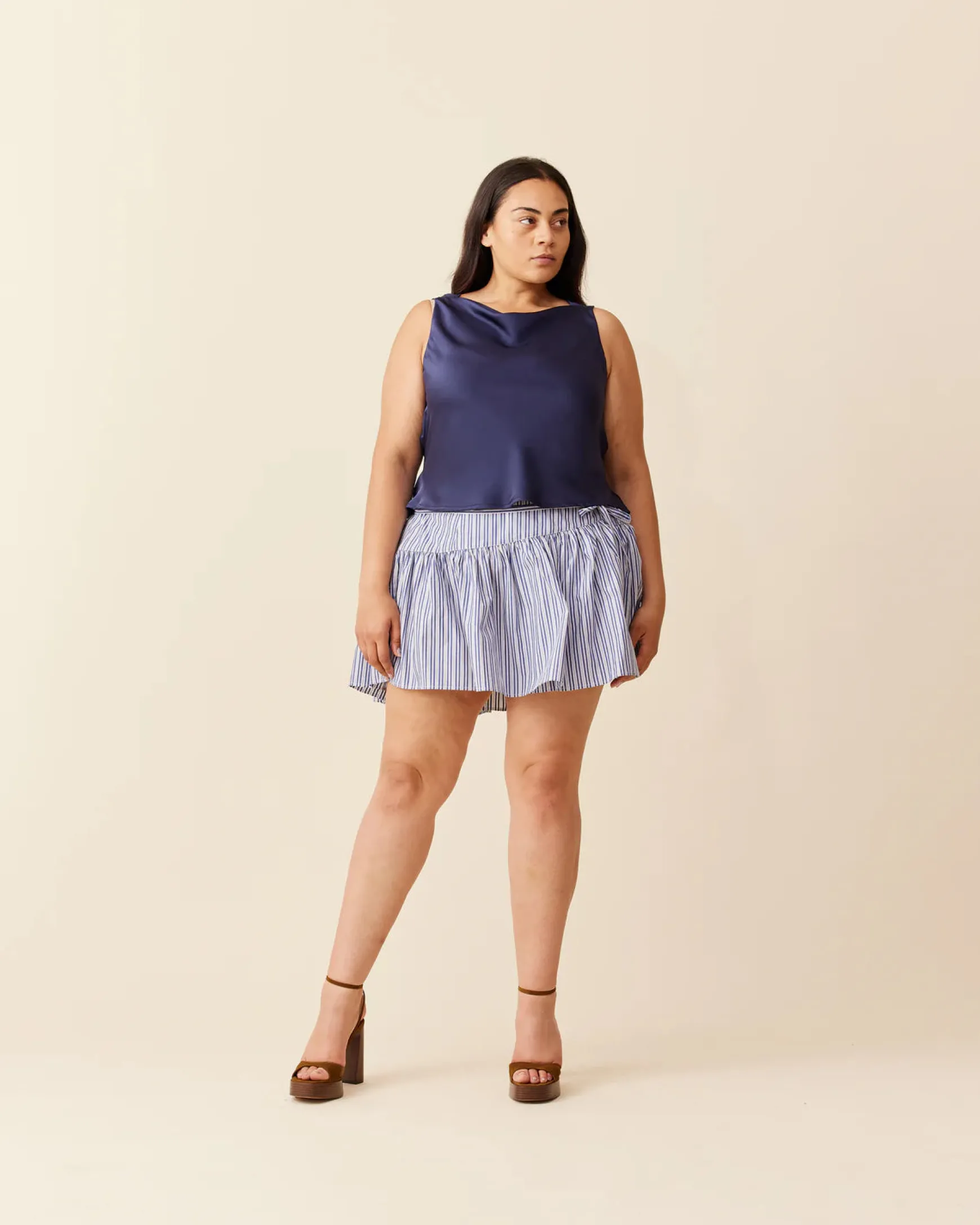 Ruby Rodeo Mini Skirt - Navy Stripe