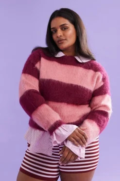 Ruby Velma Stripe Jumper - Pink / Burgundy Stripe