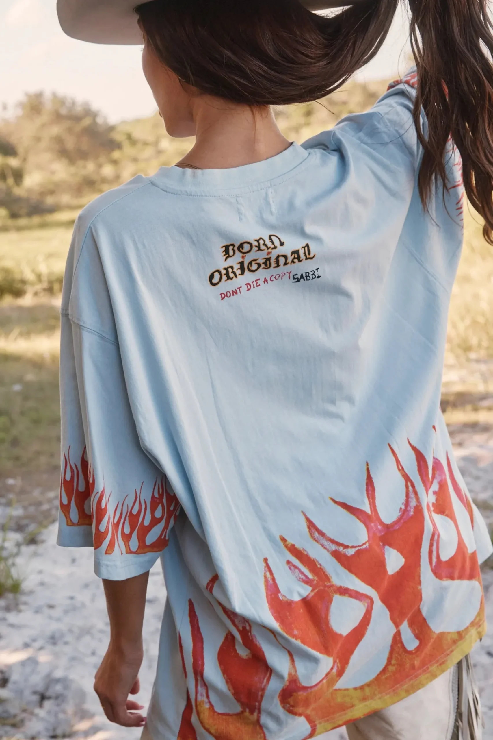 Sabbi Flaming Cowboy Tee - Sky