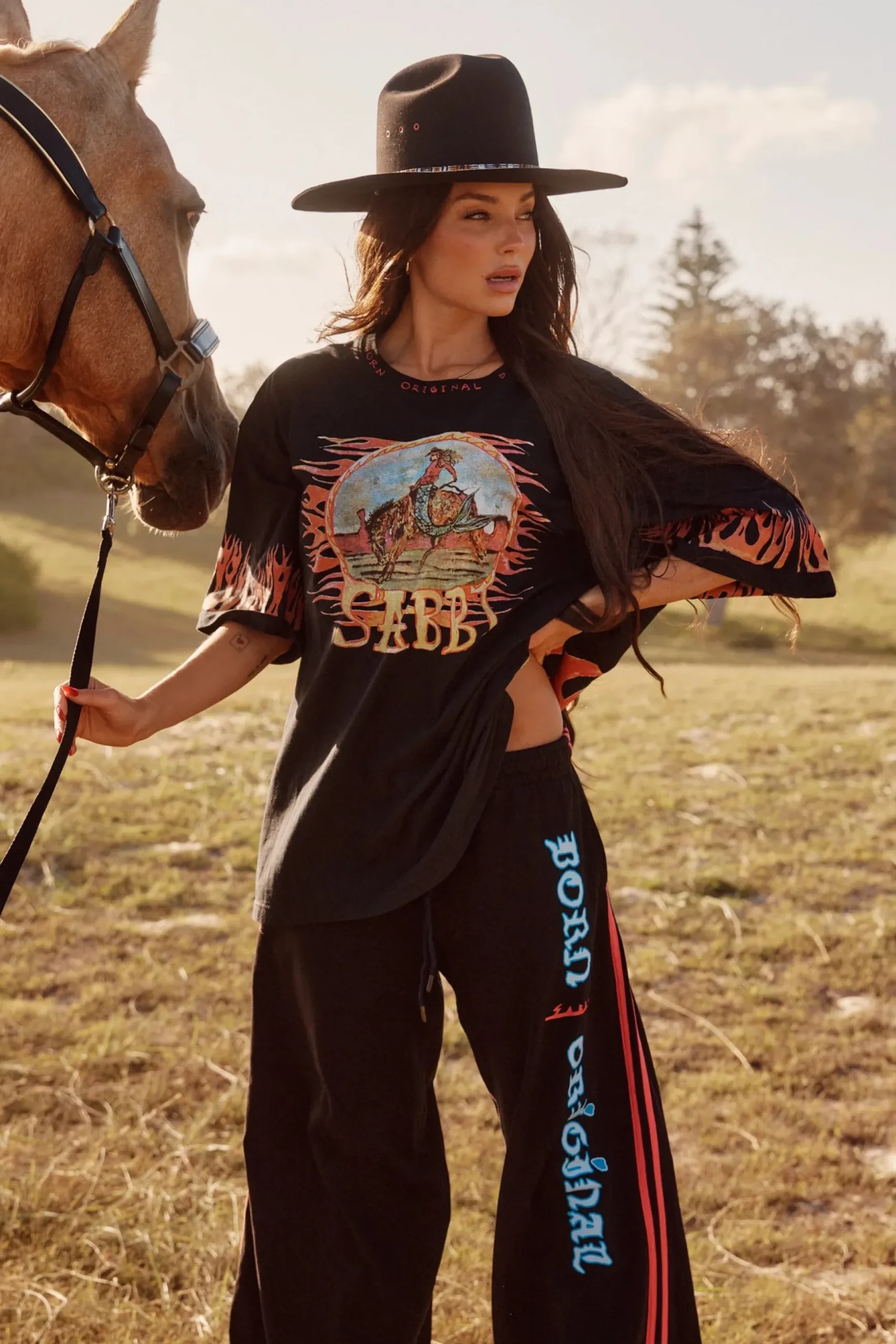 Sabbi The Flaming Cowboy Chido Pants - Black