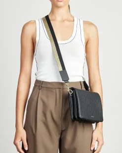 Saben Feature Strap Webbing - Gold + Black Stripe