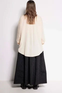 Salasai Compass Rose Shirt - Cream | Black Embroidery