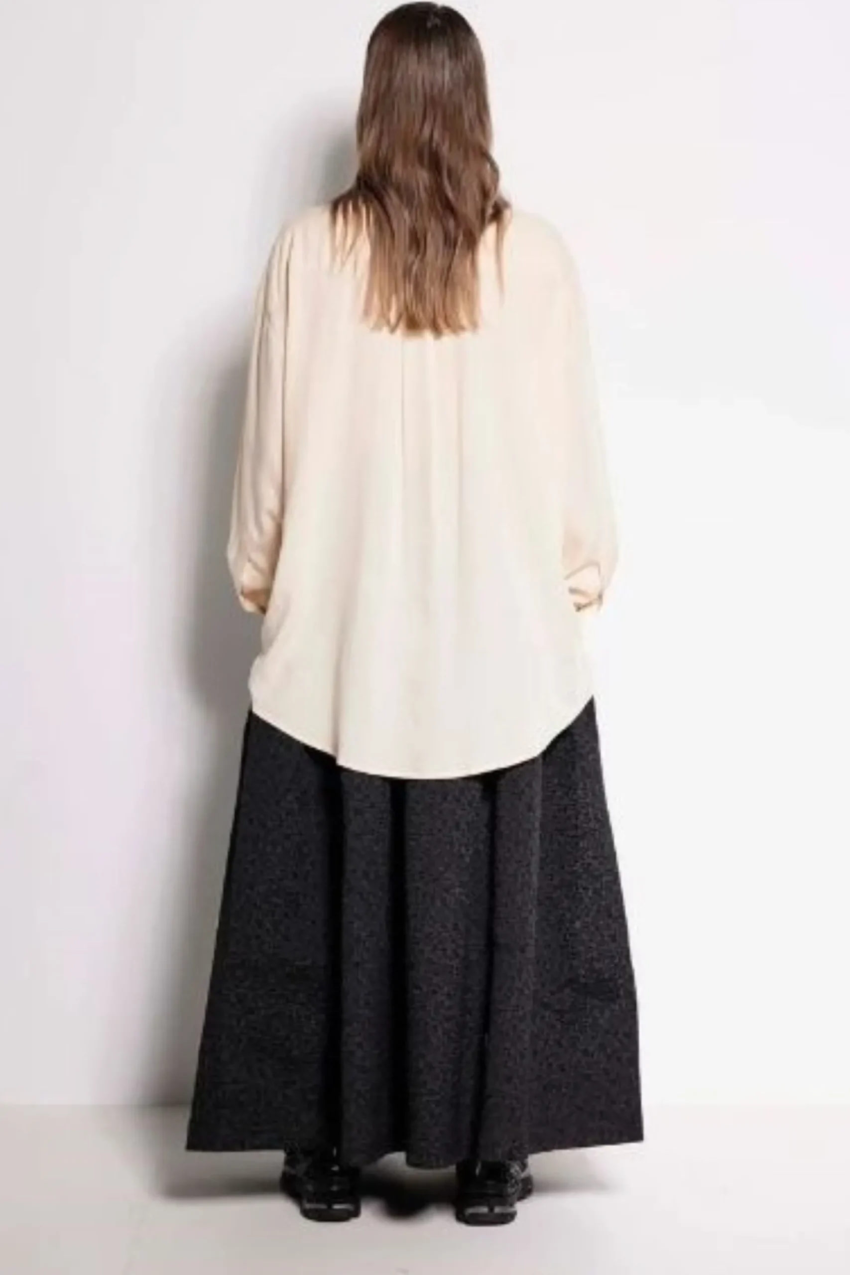 Salasai Compass Rose Shirt - Cream | Black Embroidery