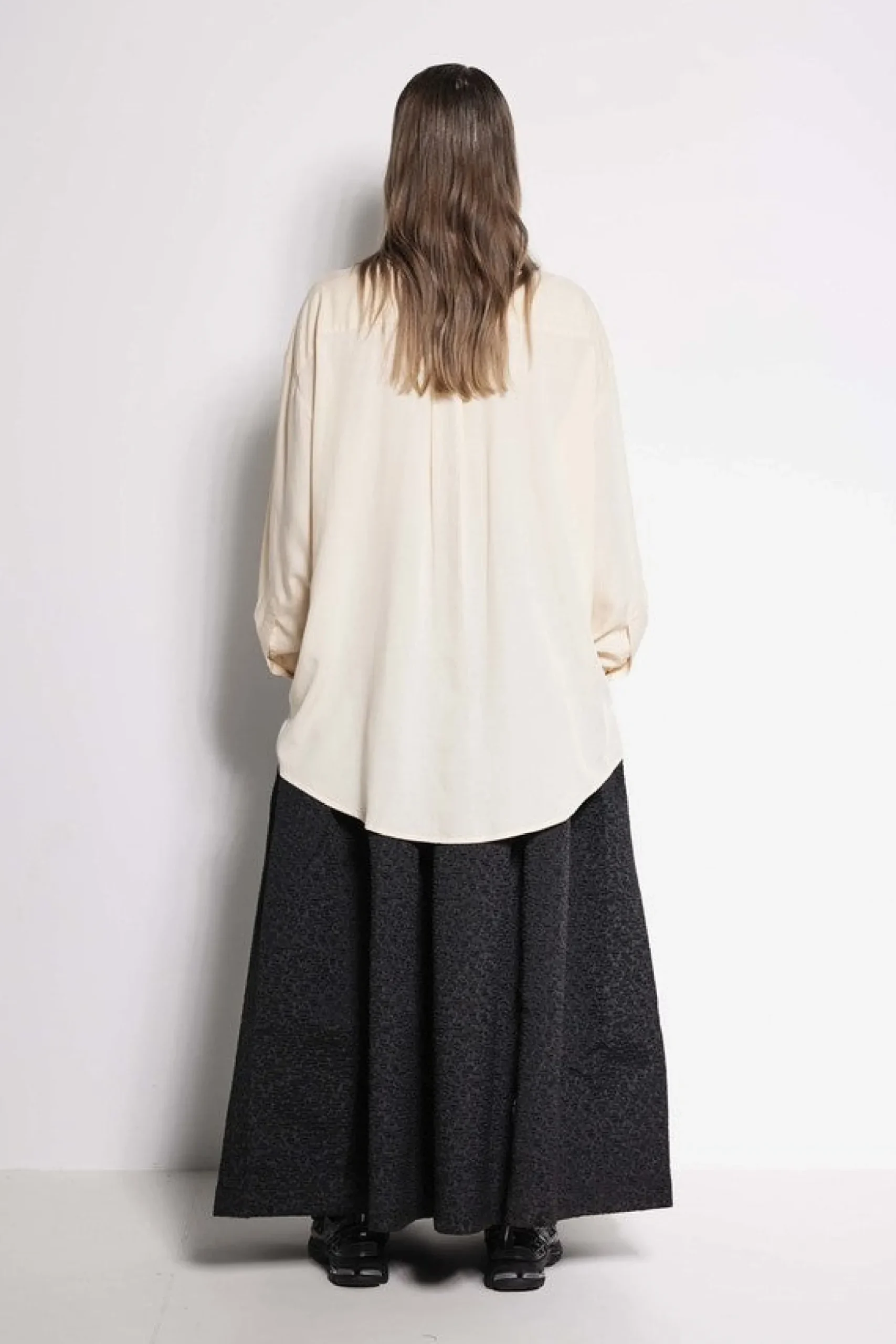 Salasai Compass Rose Shirt - Cream | Black Embroidery