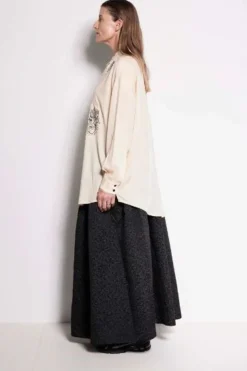 Salasai Compass Rose Shirt - Cream | Black Embroidery