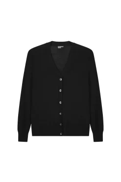 Standard Issue Light Merino V Neck Cardigan - Black