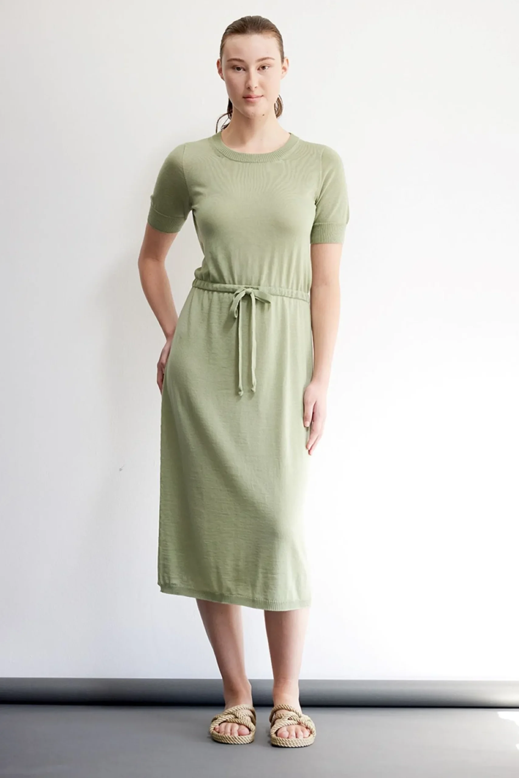 Standard Issue Merino Drawstring Dress - Celadon