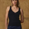 Standard Issue Merino Rib V Neck Tank - Black