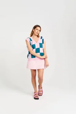 Thing Thing Check It Vest - Teal Candy