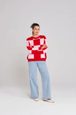 Thing Thing Cleo Check It Jumper - Pinky Tomato
