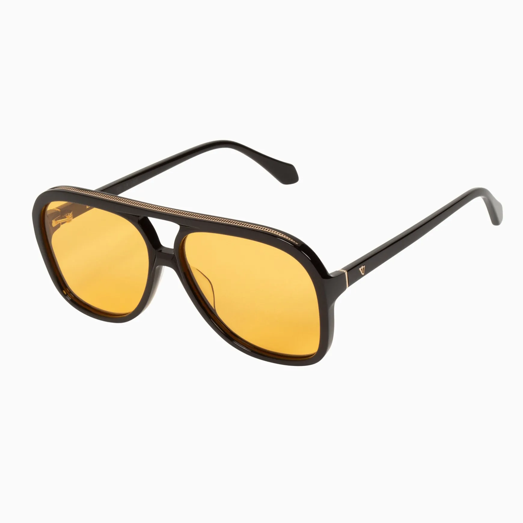 Valley Eyewear Bang - Gloss Black with Gold Metal Trim, Orange Lense Arriving March 15