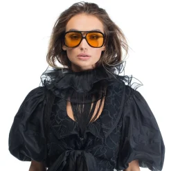 Valley Eyewear Bang - Gloss Black with Gold Metal Trim, Orange Lense Arriving March 15