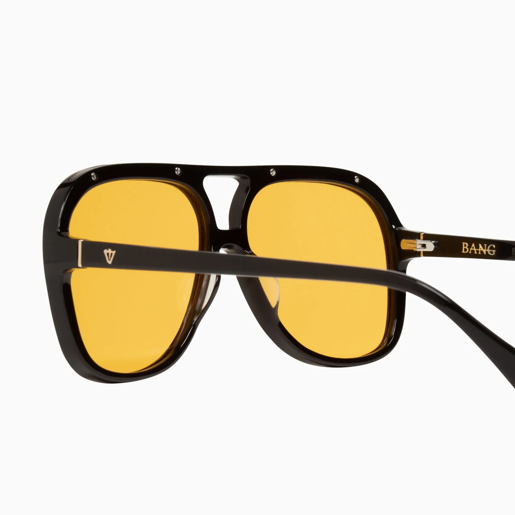 Valley Eyewear Bang - Gloss Black with Gold Metal Trim, Orange Lense Arriving March 15