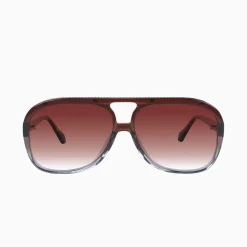 Valley Eyewear Bang Bang Transparent Chocolate Fade To Crystal w. Gold Metal / Dark Orange Gradient Lens