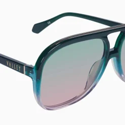 Valley Eyewear Bang Bang - Forest Green Fade To Rose w. Gold Metal / Olive To Rose Gradient Lens