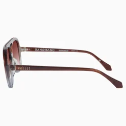 Valley Eyewear Bang Bang Transparent Chocolate Fade To Crystal w. Gold Metal / Dark Orange Gradient Lens