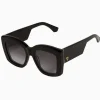 Valley Eyewear Coltrane - Gloss Black with Gold Metal Trim / Black Gradient Lens